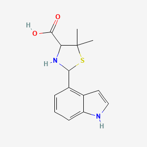 molecular formula C14H16N2O2S B1394473 2-(1H-Indol-4-yl)-5,5-dimethyl-1,3-thiazolidine-4-carboxylic acid CAS No. 1269443-04-0