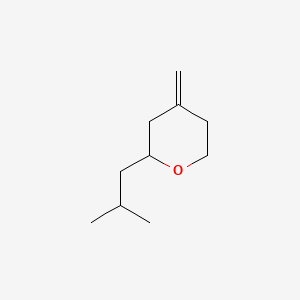 molecular formula C10H18O B13944743 Tetrahydro-4-methylene-2-(2-methylpropyl)-2H-pyran CAS No. 59848-66-7
