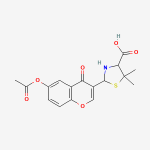 molecular formula C17H17NO6S B1394475 2-[6-(Acetyloxy)-4-oxo-4H-chromen-3-yl]-5,5-dimethyl-1,3-thiazolidine-4-carboxylic acid CAS No. 1269442-63-8