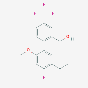 molecular formula C18H18F4O2 B1394476 (4'-Fluoro-5'-isopropyl-2'-methoxy-4-trifluoromethyl-biphenyl-2-YL)methanol CAS No. 875548-97-3