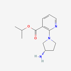 molecular formula C13H19N3O2 B1394483 3-Pyridinecarboxylic acid, 2-[(3S)-3-amino-1-pyrrolidinyl]-, 1-methylethyl ester CAS No. 1315560-05-4