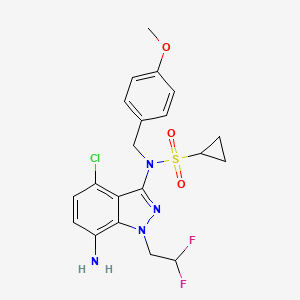 molecular formula C20H21ClF2N4O3S B13944870 N-(7-Amino-4-chloro-1-(2,2-difluoroethyl)-1H-indazol-3-yl)-N-(4-methoxybenzyl)cyclopropanesulfonamide 