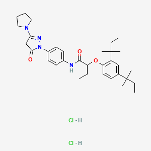 molecular formula C33H48Cl2N4O3 B13944949 Butanamide, 2-(2,4-bis(1,1-dimethylpropyl)phenoxy)-N-(4-(4,5-dihydro-5-oxo-3-(1-pyrrolidinyl)-1H-pyrazol-1-yl)phenyl)-, dihydrochloride CAS No. 63059-49-4