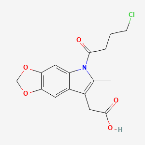 molecular formula C16H16ClNO5 B13944963 2-[5-(4-chlorobutanoyl)-6-methyl-[1,3]dioxolo[4,5-f]indol-7-yl]acetic acid CAS No. 50332-11-1