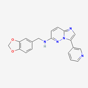 molecular formula C19H15N5O2 B13944968 N-(benzo[d][1,3]dioxol-5-ylmethyl)-3-(pyridin-3-yl)imidazo[1,2-b]pyridazin-6-amine CAS No. 1012344-10-3