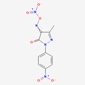 molecular formula C10H7N5O6 B13945088 1H-Pyrazole-4,5-dione, 3-methyl-1-(4-nitrophenyl)-, 4-(O-nitrooxime) CAS No. 63549-42-8