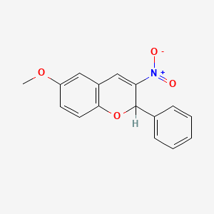 molecular formula C16H13NO4 B13945303 6-Methoxy-3-nitro-2-phenyl-2H-1-benzopyran CAS No. 57543-88-1