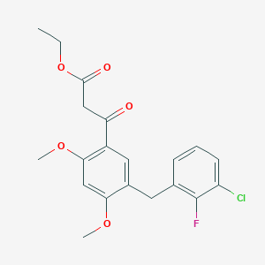 molecular formula C20H20ClFO5 B13945387 Ethyl 3-(5-(3-chloro-2-fluorobenzyl)-2,4-dimethoxyphenyl)-3-oxopropionate CAS No. 949465-81-0