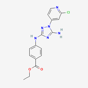 molecular formula C16H15ClN6O2 B13945438 Ethyl 4-(5-amino-1-(2-chloropyridin-4-yl)-1h-1,2,4-triazol-3-ylamino)benzoate 