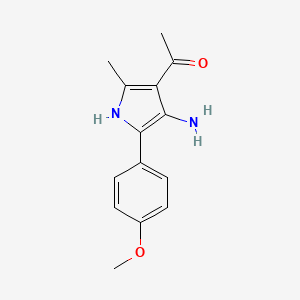 molecular formula C14H16N2O2 B13945474 Ethanone, 1-(4-amino-5-(4-methoxyphenyl)-2-methyl-1H-pyrrol-3-YL)- CAS No. 56463-62-8