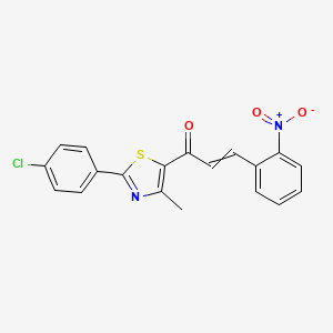 molecular formula C19H13ClN2O3S B1394552 (E)-1-[2-(4-chlorophenyl)-4-methyl-1,3-thiazol-5-yl]-3-(2-nitrophenyl)-2-propen-1-one CAS No. 1211932-77-2