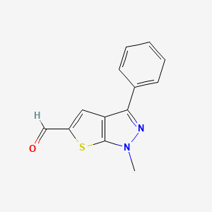 molecular formula C13H10N2OS B1394575 1-甲基-3-苯基-1H-噻吩[2,3-c]吡唑-5-甲醛 CAS No. 1263063-12-2