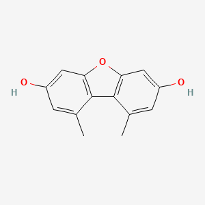 molecular formula C14H12O3 B13945795 3,7-Dihydroxy-1,9-dimethyldibenzofuran CAS No. 35065-26-0