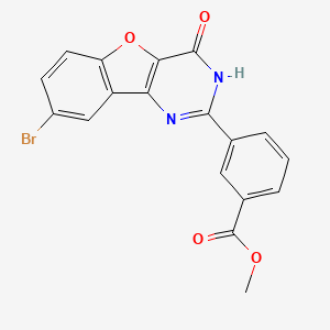 molecular formula C18H11BrN2O4 B13945902 Methyl 3-(8-bromo-4-oxo-3,4-dihydrobenzofuro[3,2-d]pyrimidin-2-yl)benzoate 