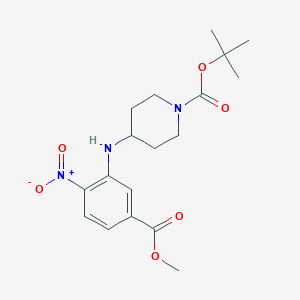 molecular formula C18H25N3O6 B1394592 Tert-butyl 4-{[5-(methoxycarbonyl)-2-nitrophenyl]amino}piperidine-1-carboxylate CAS No. 1280787-21-4