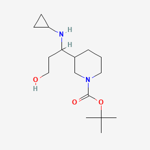 molecular formula C16H30N2O3 B13945934 tert-Butyl 3-(1-(cyclopropylamino)-3-hydroxypropyl)piperidine-1-carboxylate 