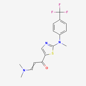 molecular formula C16H16F3N3OS B1394599 (E)-3-(dimethylamino)-1-{2-[methyl-4-(trifluoromethyl)anilino]-1,3-thiazol-5-yl}-2-propen-1-one CAS No. 1211883-38-3