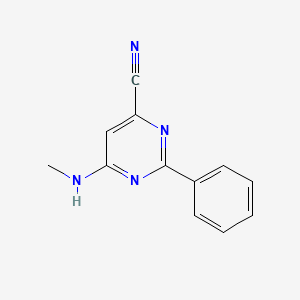 molecular formula C12H10N4 B1394602 6-(甲基氨基)-2-苯基嘧啶-4-碳腈 CAS No. 1272756-63-4