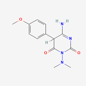 molecular formula C13H16N4O3 B13946083 2,4(3H,5H)-Pyrimidinedione, 6-amino-3-(dimethylamino)-5-(4-methoxyphenyl)- 