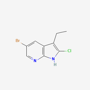 molecular formula C9H8BrClN2 B13946126 5-bromo-2-chloro-3-ethyl-1H-pyrrolo[2,3-b]pyridine 