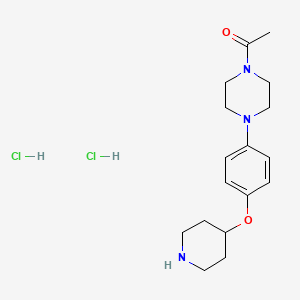 molecular formula C17H27Cl2N3O2 B1394613 1-{4-[4-(4-Piperidinyloxy)phenyl]-1-piperazinyl}-1-ethanone dihydrochloride CAS No. 946759-92-8