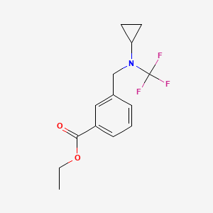 molecular formula C14H16F3NO2 B13946158 Ethyl 3-((cyclopropyl(trifluoromethyl)amino)methyl)benzoate 
