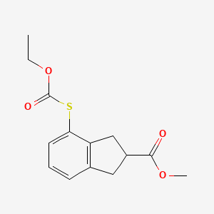 molecular formula C14H16O4S B13946381 methyl 4-((ethoxycarbonyl)thio)-2,3-dihydro-1H-indene-2-carboxylate 