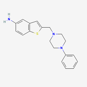 molecular formula C19H21N3S B13946427 Benzo[b]thiophen-5-amine, 2-[(4-phenyl-1-piperazinyl)methyl]- CAS No. 832103-00-1