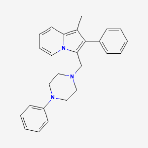 molecular formula C26H27N3 B13946506 Indolizine, 1-methyl-2-phenyl-3-((4-phenyl-1-piperazinyl)methyl)- CAS No. 58892-69-6