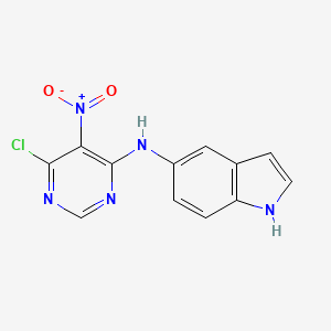 molecular formula C12H8ClN5O2 B13946610 (6-Chloro-5-nitro-pyrimidin-4-yl)-(1H-indol-5-yl)-amine 