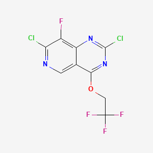 molecular formula C9H3Cl2F4N3O B13946630 2,7-Dichloro-8-fluoro-4-(2,2,2-trifluoroethoxy)pyrido[4,3-D]pyrimidine 