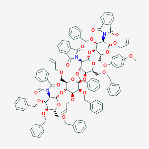 2-[(2R,3R,4R,5S,6R)-5-[(2S,3R,4R,5S,6R)-3-(1,3-dioxoisoindol-2-yl)-5-[(2S,3S,4S,5R,6R)-5-[(2S,3R,4R,5S,6R)-3-(1,3-dioxoisoindol-2-yl)-4,5-bis(phenylmethoxy)-6-(phenylmethoxymethyl)oxan-2-yl]oxy-3-phenylmethoxy-4-prop-2-enoxy-6-(prop-2-enoxymethyl)oxan-2-yl]oxy-4-phenylmethoxy-6-(phenylmethoxymethyl)oxan-2-yl]oxy-6-[(4-methoxyphenoxy)methyl]-4-phenylmethoxy-2-prop-2-enoxyoxan-3-yl]isoindole-1,3-dione