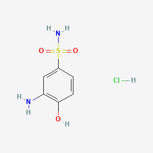 molecular formula C6H9ClN2O3S B13946710 Benzenesulfonamide, 3-amino-4-hydroxy-, monohydrochloride CAS No. 61886-33-7