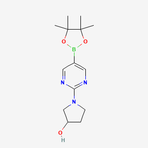 molecular formula C14H22BN3O3 B13946824 1-(5-(4,4,5,5-Tetramethyl-1,3,2-dioxaborolan-2-yl)pyrimidin-2-yl)pyrrolidin-3-ol 