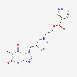 molecular formula C19H24N6O5 B13946882 7-(3-(N-Methylnicotinyloxyethylamino)-2-hydroxypropyl)theophylline CAS No. 51920-73-1