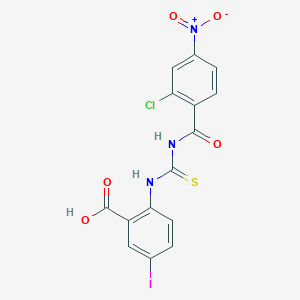 molecular formula C15H9ClIN3O5S B13946915 2-[(2-Chloro-4-nitrobenzoyl)carbamothioylamino]-5-iodobenzoic acid CAS No. 530128-20-2