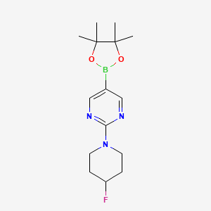 molecular formula C15H23BFN3O2 B13946978 2-(4-Fluoropiperidin-1-yl)-5-(4,4,5,5-tetramethyl-1,3,2-dioxaborolan-2-yl)pyrimidine 