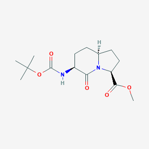 molecular formula C15H24N2O5 B139470 (3S,6S,8aS)-Methyl 6-((tert-butoxycarbonyl)amino)-5-oxooctahydroindolizine-3-carboxylate CAS No. 159303-54-5