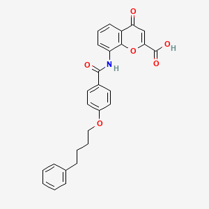 molecular formula C27H23NO6 B13947075 4-Oxo-8-[4-(4-phenylbutoxy)benzoylamino]-4H-1-benzopyran-2-carboxylic Acid 