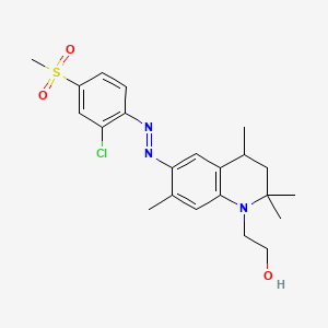 molecular formula C22H28ClN3O3S B13947099 1(2H)-Quinolineethanol, 6-(2-(2-chloro-4-(methylsulfonyl)phenyl)diazenyl)-3,4-dihydro-2,2,4,7-tetramethyl- CAS No. 63134-03-2