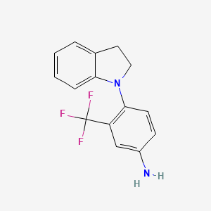 molecular formula C15H13F3N2 B1394731 4-(2,3-Dihydro-1H-indol-1-YL)-3-(trifluoromethyl)-phenylamine CAS No. 1184442-27-0