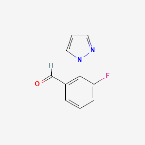 molecular formula C10H7FN2O B1394742 3-Fluoro-2-(1H-pyrazol-1-YL)benzaldehyde CAS No. 1214622-47-5