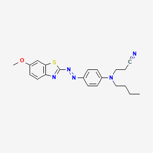molecular formula C21H23N5OS B13948081 Propanenitrile, 3-(butyl(4-((6-methoxy-2-benzothiazolyl)azo)phenyl)amino)- CAS No. 63589-45-7