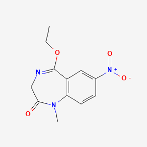 molecular formula C12H13N3O4 B13948093 3H-1,4-Benzodiazepin-2(1H)-one, 5-ethoxy-1-methyl-7-nitro- CAS No. 62903-64-4