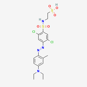 molecular formula C19H24Cl2N4O5S2 B13948134 Ethanesulfonic acid, 2-[[[2,5-dichloro-4-[[4-(diethylamino)-2-methylphenyl]azo]phenyl]sulfonyl]amino]- CAS No. 36783-07-0