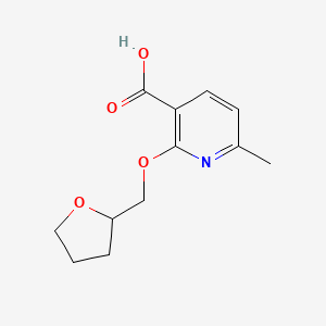 molecular formula C12H15NO4 B1394817 6-Methyl-2-(tetrahydro-2-furanylmethoxy)-nicotinic acid CAS No. 1220021-38-4