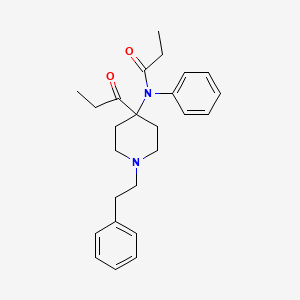 molecular formula C25H32N2O2 B13948209 Propanamide, N-(4-(1-oxopropyl)-1-(2-phenylethyl)-4-piperidinyl)-N-phenyl- CAS No. 60644-97-5