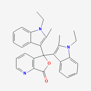 molecular formula C29H27N3O2 B13948237 Furo[3,4-b]pyridin-7(5H)-one, 5,5-bis(1-ethyl-2-methyl-1H-indol-3-yl)- CAS No. 50668-46-7