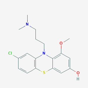 molecular formula C18H21ClN2O2S B13948306 Phenothiazine, 2-chloro-10-(3-(dimethylamino)propyl)-7-hydroxy-9-methoxy- CAS No. 63834-01-5
