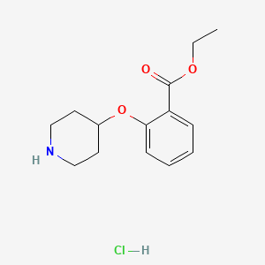 molecular formula C14H20ClNO3 B1394831 Ethyl 2-(4-piperidinyloxy)benzoate hydrochloride CAS No. 1220016-86-3